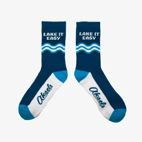 Wave Whisper Lake It Easy Mens & Womens Comfortable Crew Socks - Stylish & Versatile Footwear for Everyday Wear