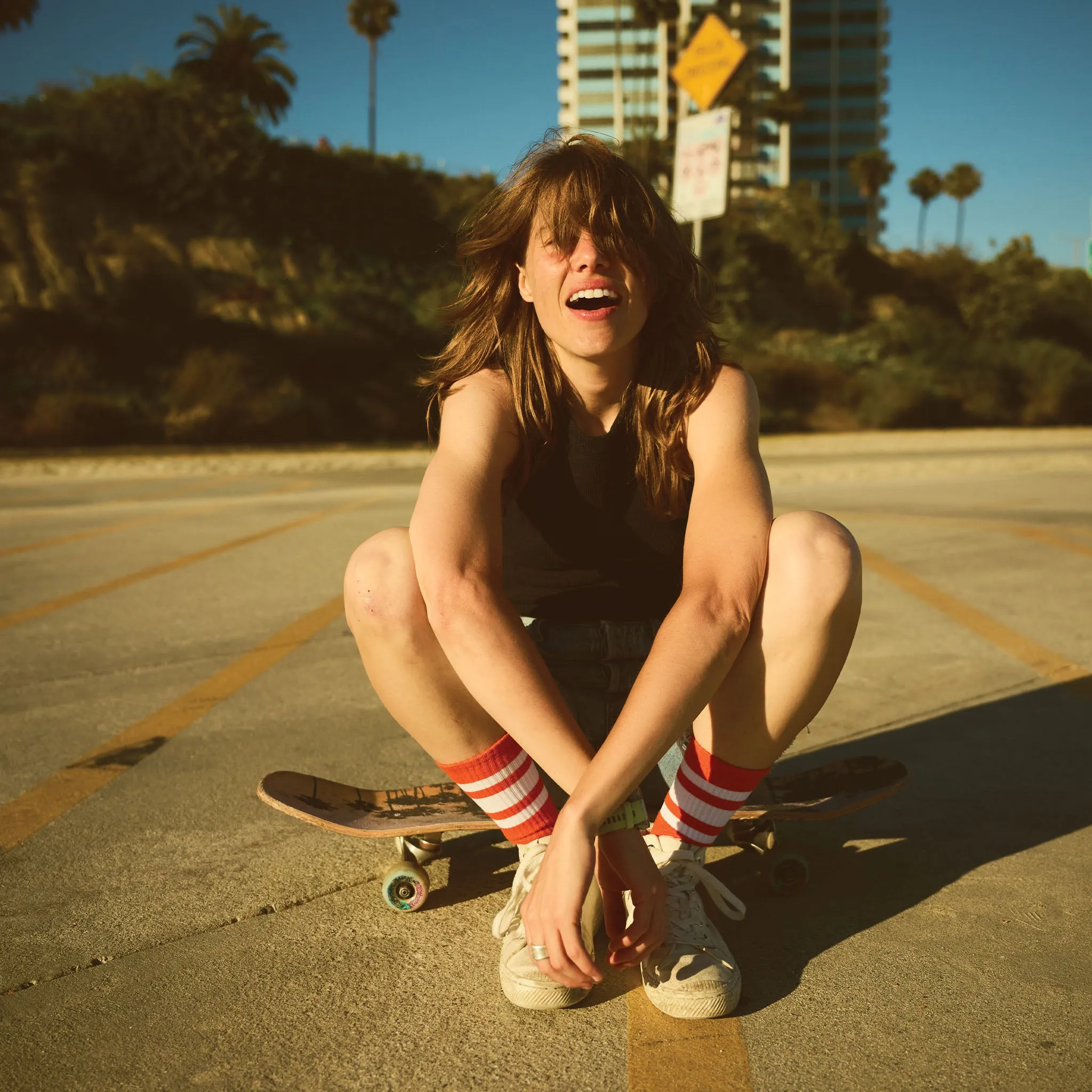 White Striped Socks | Red