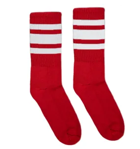 White Striped Socks | Red