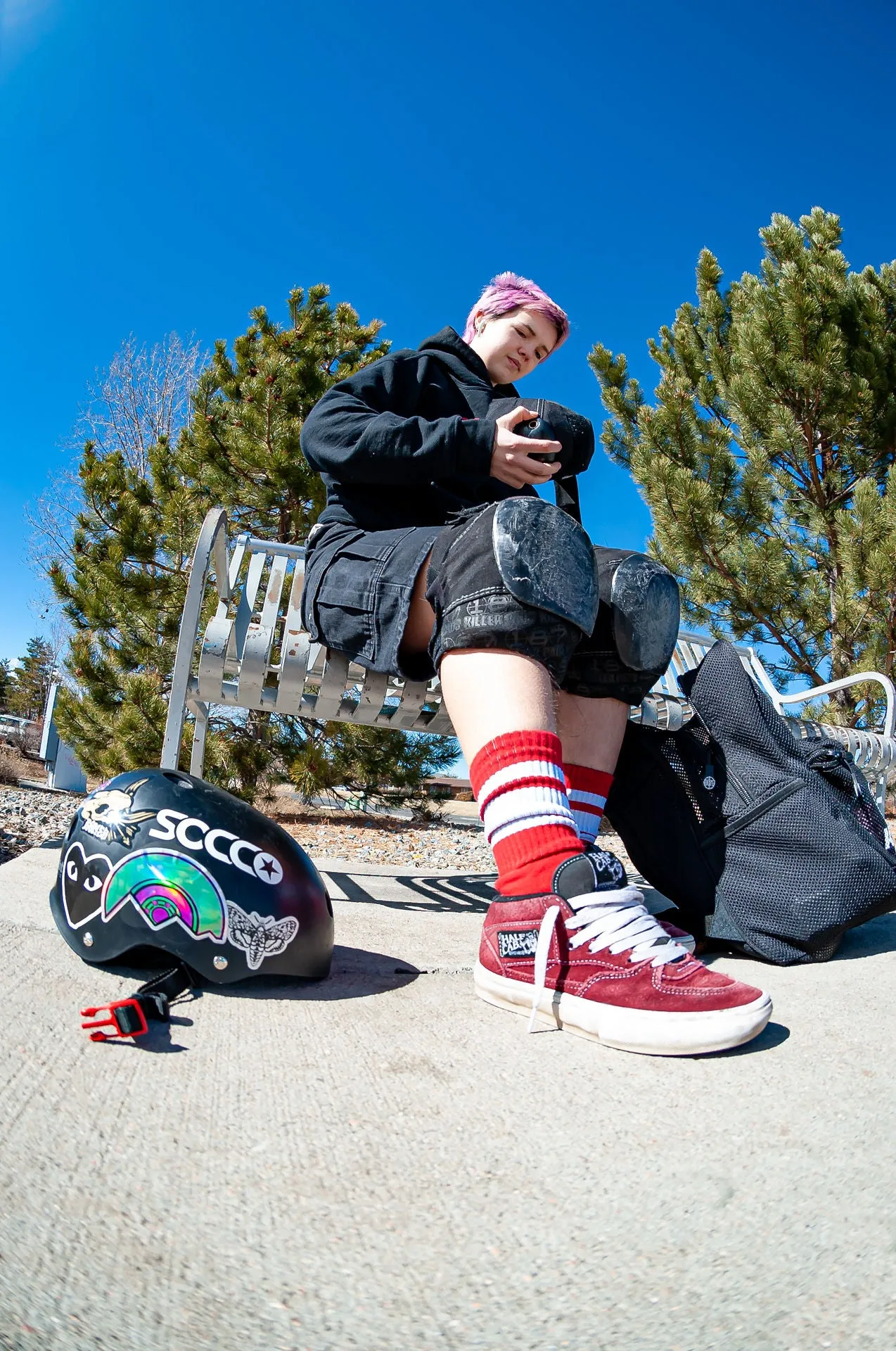 White Striped Socks | Red