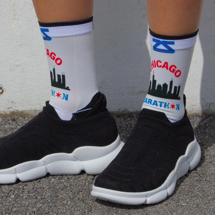 Windy Chicago Skyline Running Socks (Mini-Crew)