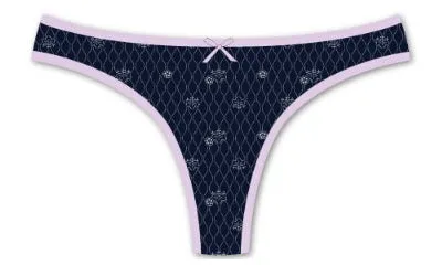 Woman's Cotton Spandex Printed Thong 8-pack