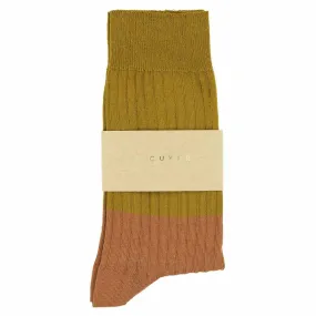 Women Block Socks - Mustard / Bronze