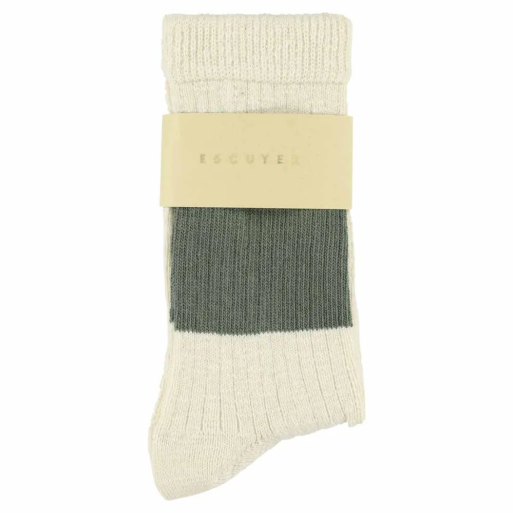 Women Melange Band Socks - Ecru / Khaki